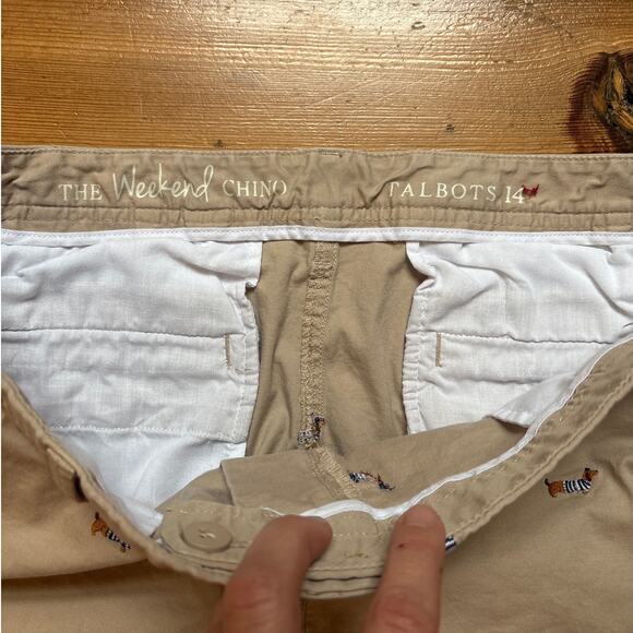Talbots beige Weekend Chino dachshund embroidered pants SIZE 14 - Picture 4 of 6